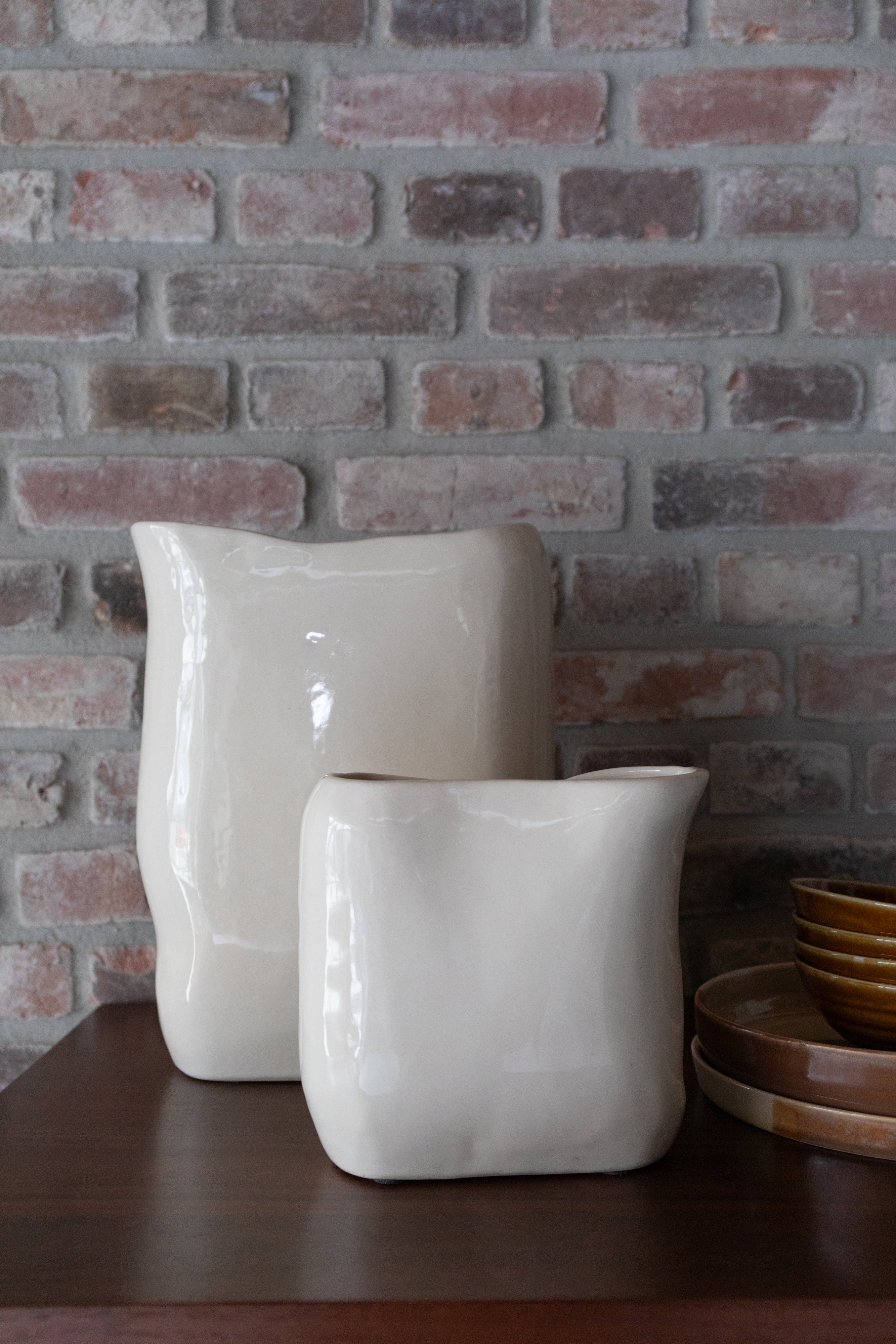 Dutchbone Edna Beige Ceramic Vase Medium